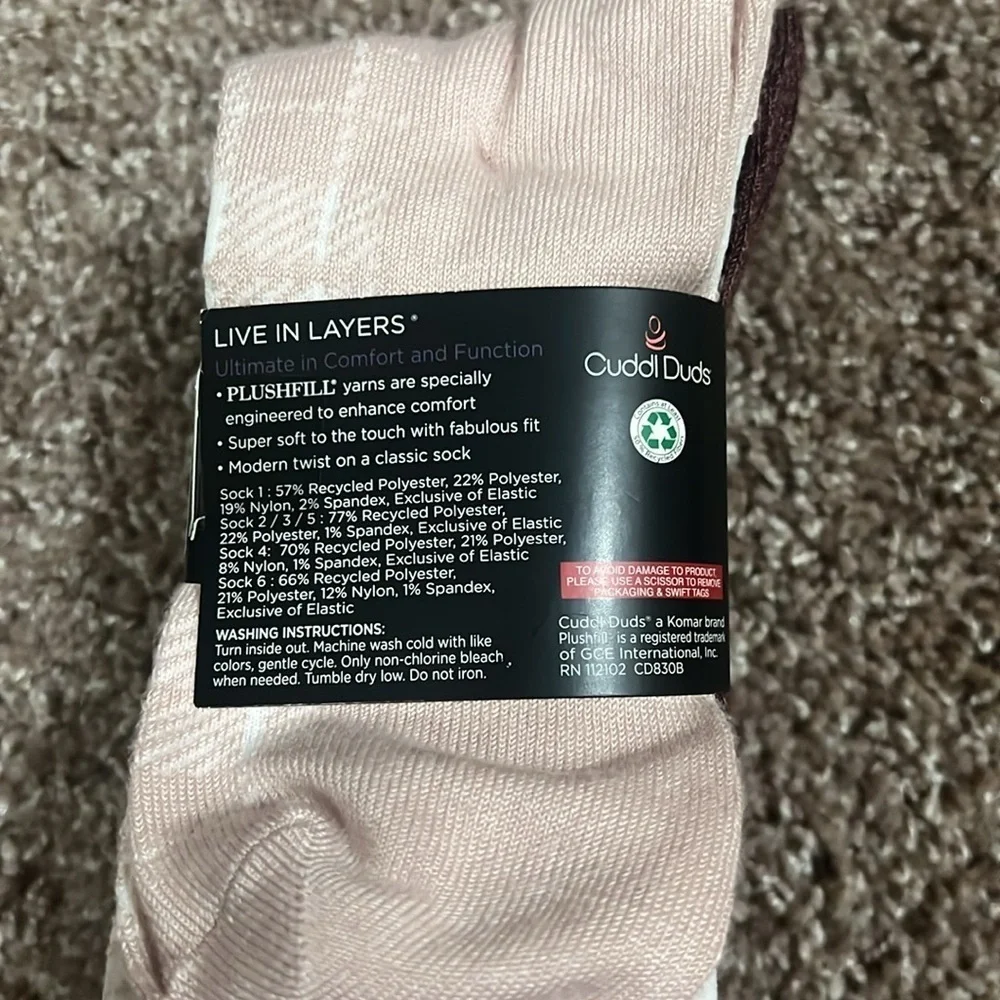 Cuddl Duds super soft crew socks 6 pk